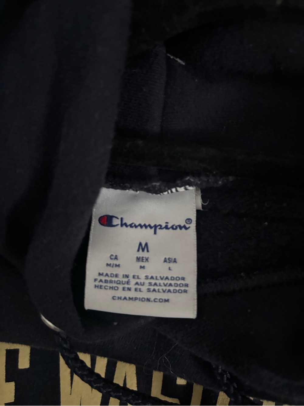 Champion Navy Hoodie with Yellow George Washington University Print - Picture 4 of 4